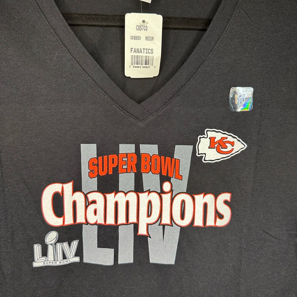 🎯 Fanatics Black Kansas City Chiefs Super Bowl LIV Champions Tee - Picture 2 of 4